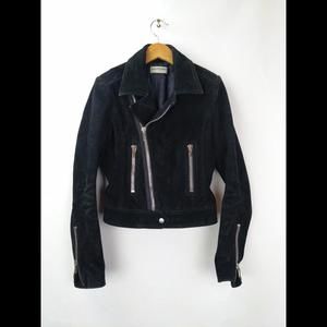 [SOLD] BALENCIAGA Suede Leather Biker Motorcycle Moto Zip Jacket Women's 36 S